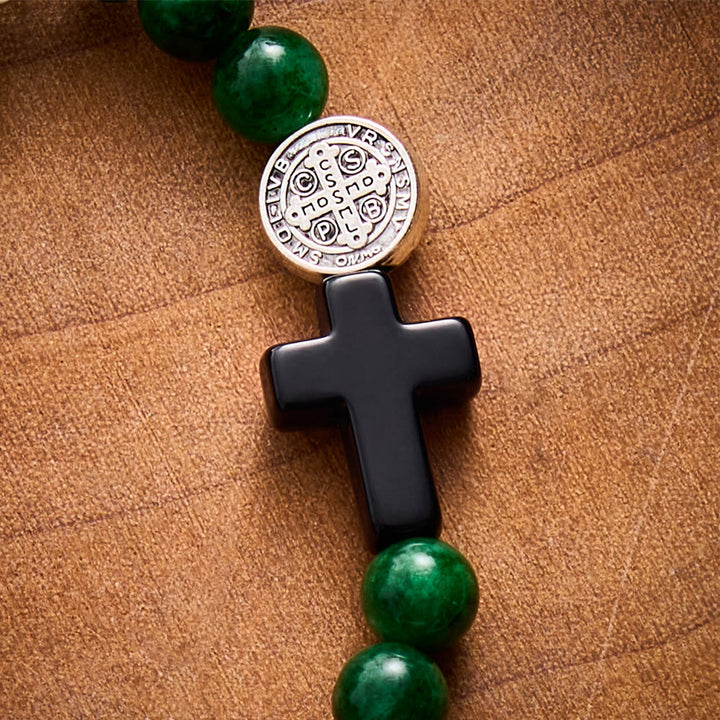SolaceBeads Green Chalcedony Rosary Bracelet:: Brave Faith With Saint Jude - image 4
