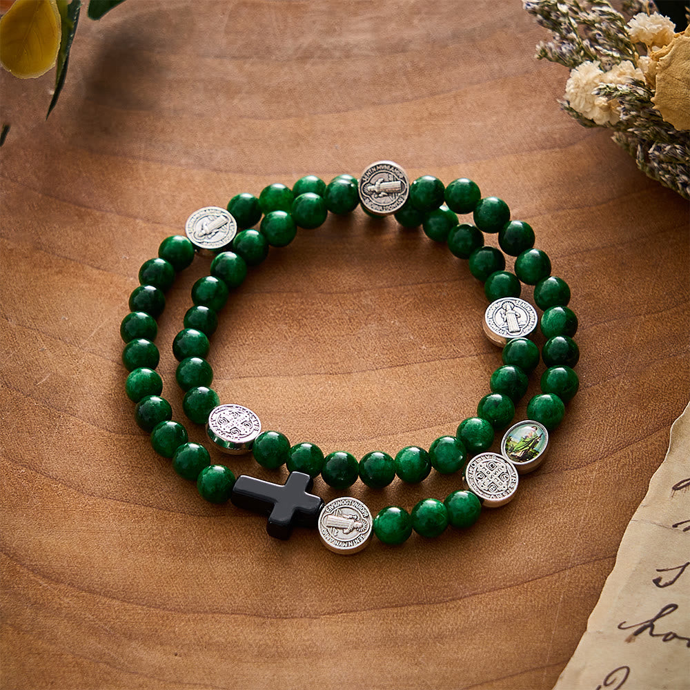 SolaceBeads Green Chalcedony Rosary Bracelet:: Brave Faith With Saint Jude - image 5
