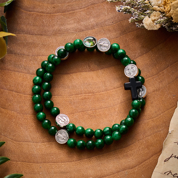 SolaceBeads Green Chalcedony Rosary Bracelet:: Brave Faith With Saint Jude - Green - image 0