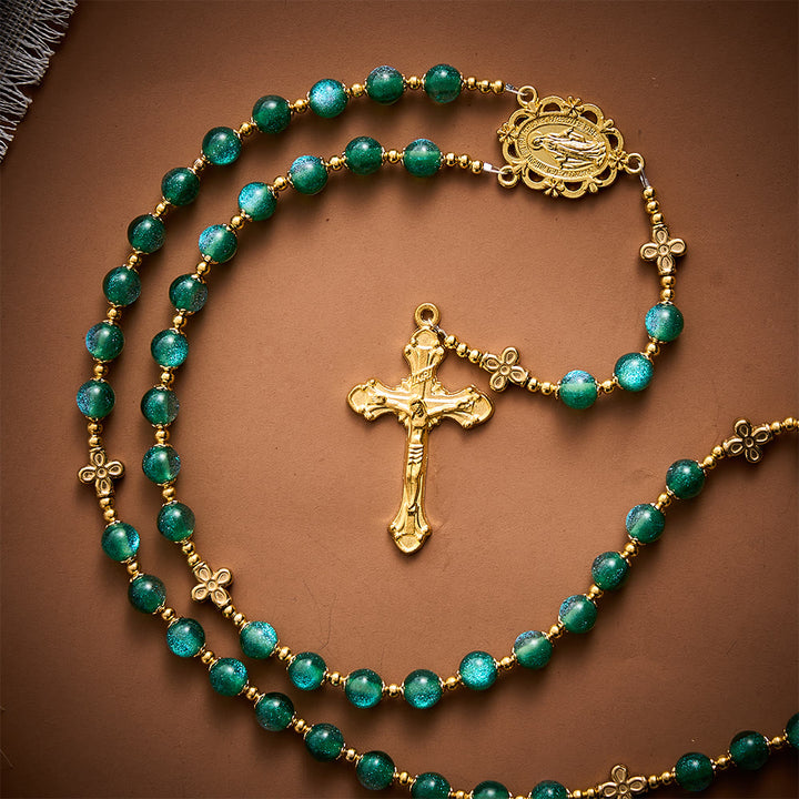 SolaceBeads Green Beads Artistic Rosary:Gentle Grace Shines In Prayers - image 4
