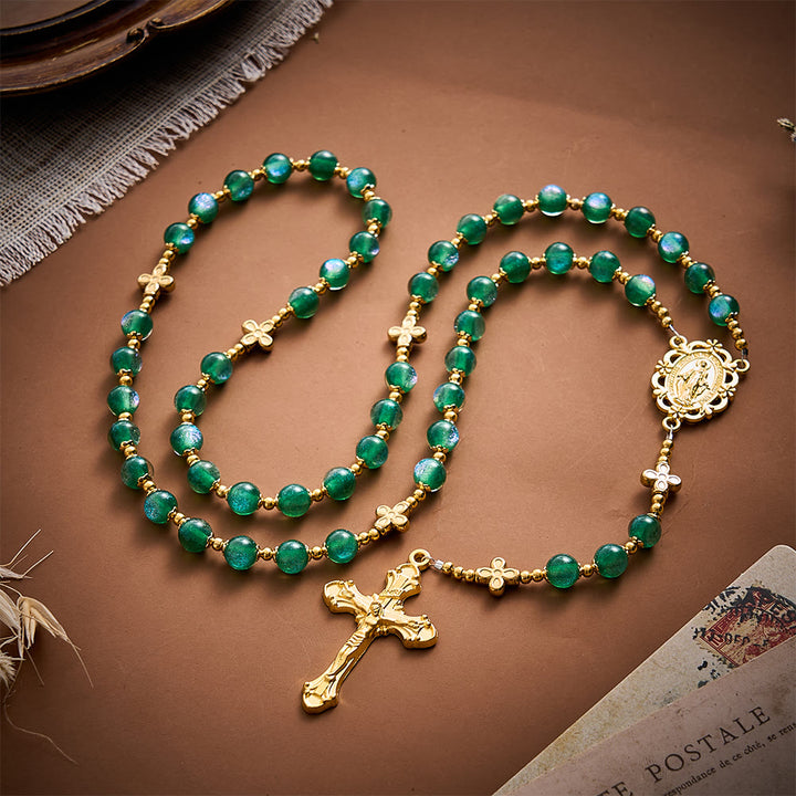 SolaceBeads Green Beads Artistic Rosary:Gentle Grace Shines In Prayers - image 3