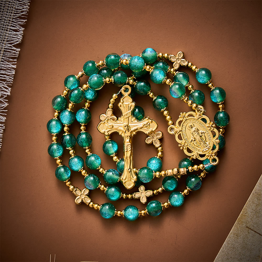 SolaceBeads Green Beads Artistic Rosary:Gentle Grace Shines In Prayers - image 8