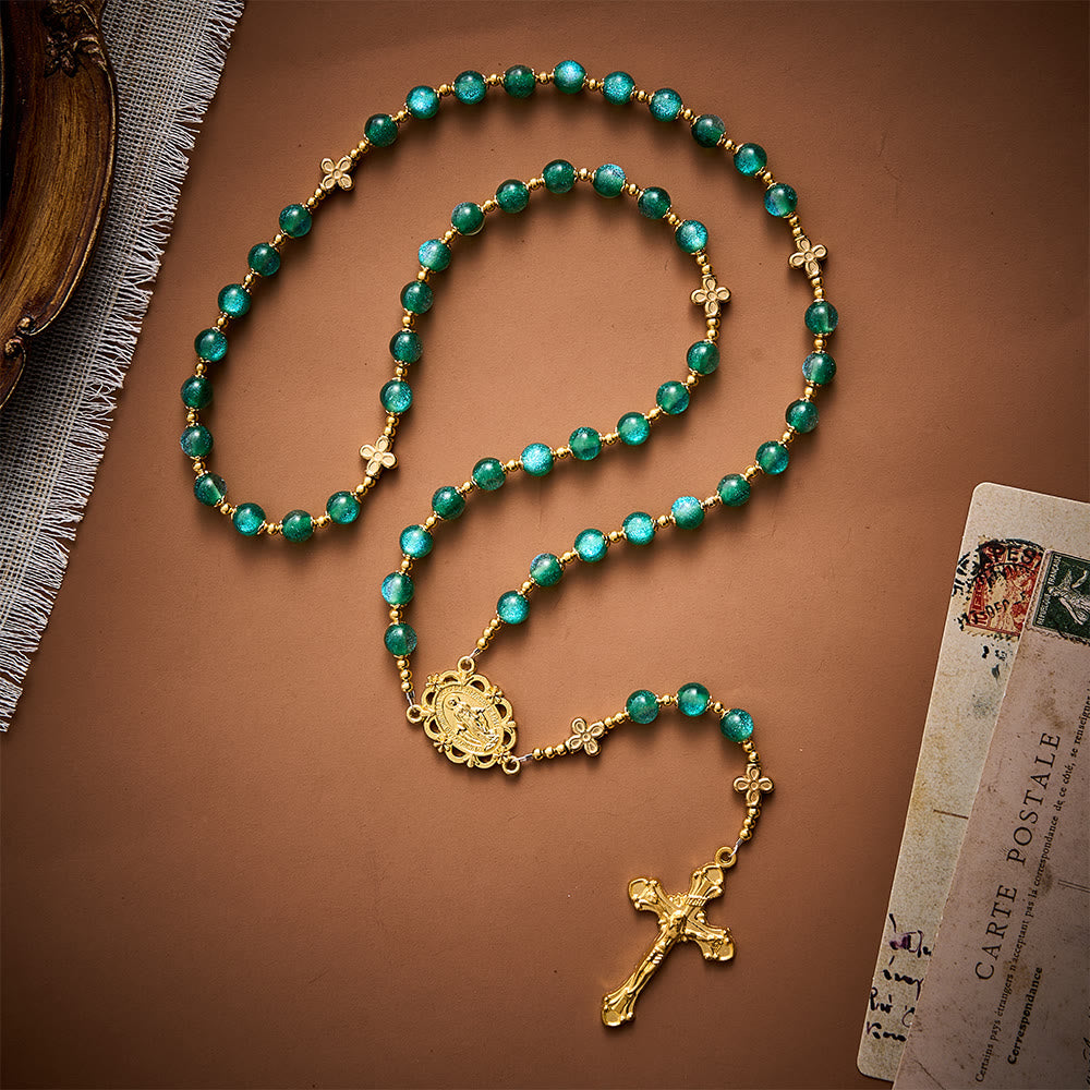 SolaceBeads Green Beads Artistic Rosary:Gentle Grace Shines In Prayers - image 2