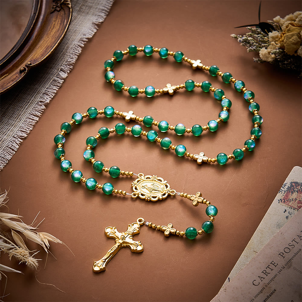 SolaceBeads Green Beads Artistic Rosary:Gentle Grace Shines In Prayers - image 9