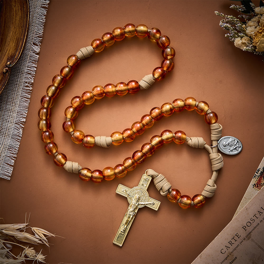 SolaceBeads Amber Bead Artistic Rosary: Faith Illuminates Every Prayer - image 1