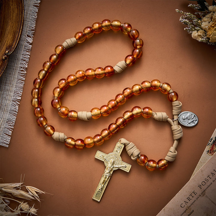 SolaceBeads Amber Bead Artistic Rosary: Faith Illuminates Every Prayer - image 1