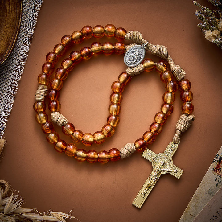 SolaceBeads Amber Bead Artistic Rosary: Faith Illuminates Every Prayer - Amber - image 0