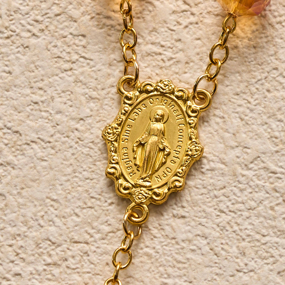 SolaceBeads Faceted Orange Crystal Rosary: Divine Light Shines Upon Your Prayers - image 6