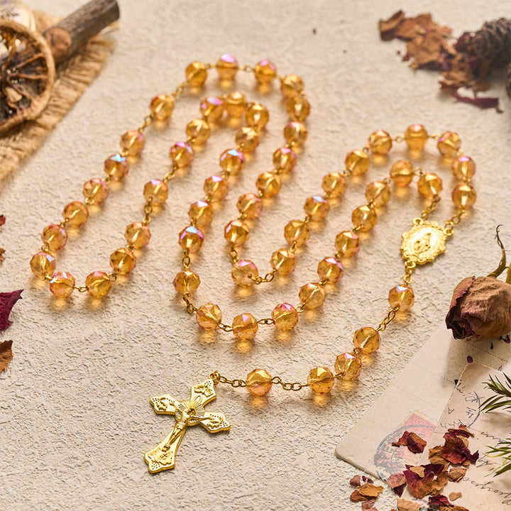 SolaceBeads Faceted Orange Crystal Rosary: Divine Light Shines Upon Your Prayers - image 2