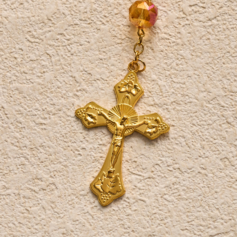 SolaceBeads Faceted Orange Crystal Rosary: Divine Light Shines Upon Your Prayers - image 7