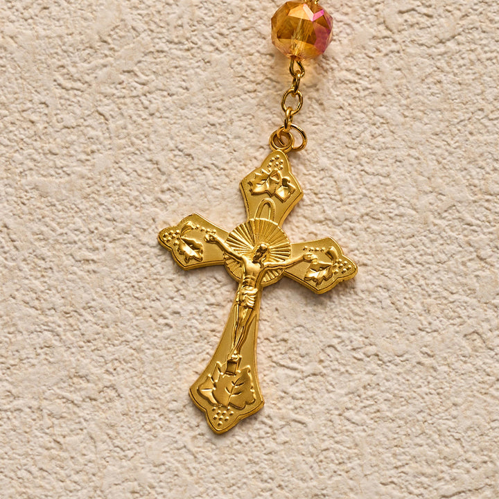 SolaceBeads Faceted Orange Crystal Rosary: Divine Light Shines Upon Your Prayers - image 7