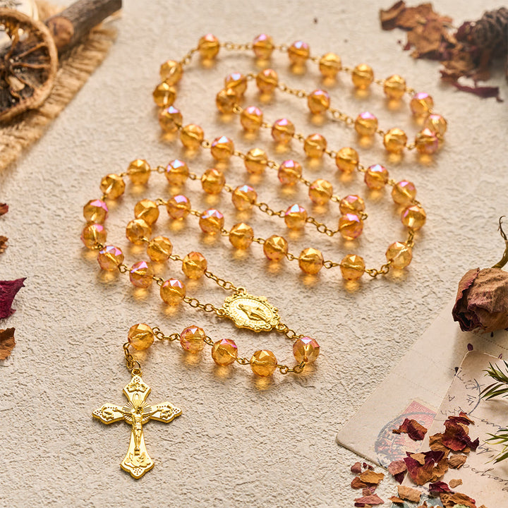 SolaceBeads Faceted Orange Crystal Rosary: Divine Light Shines Upon Your Prayers - image 9