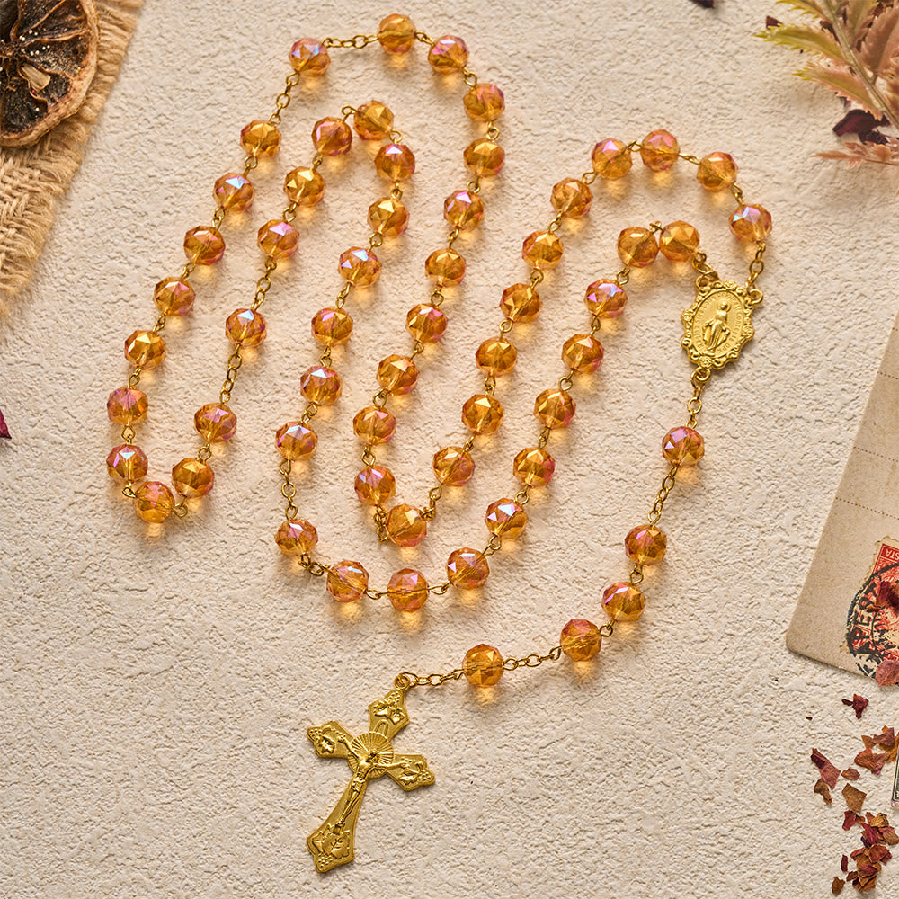 SolaceBeads Faceted Orange Crystal Rosary: Divine Light Shines Upon Your Prayers - image 3
