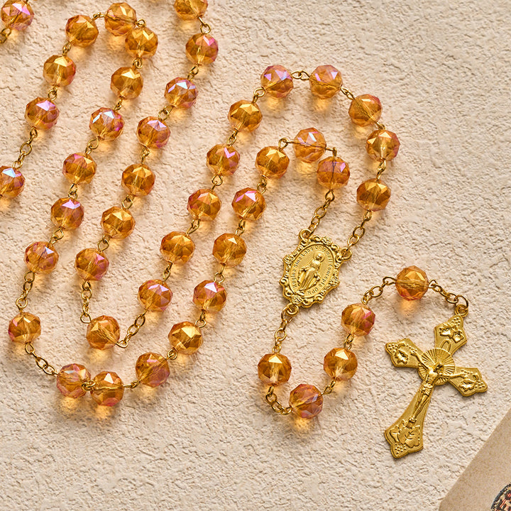 SolaceBeads Faceted Orange Crystal Rosary: Divine Light Shines Upon Your Prayers - image 4