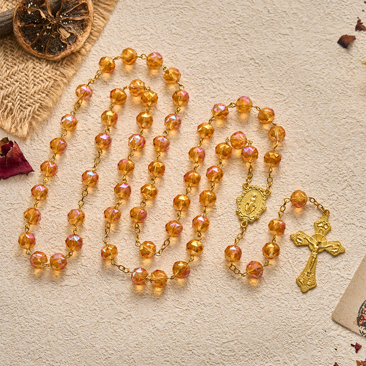 SolaceBeads Faceted Orange Crystal Rosary: Divine Light Shines Upon Your Prayers - Orange - image 0