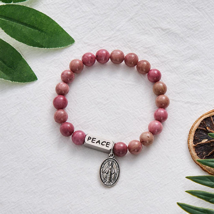 SolaceBeads Rhodonite Bracelet: Grace‑Filled PEACE Engraved Faith Bracelet - image 7
