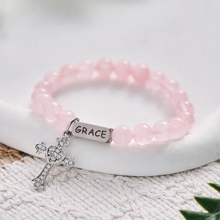 SolaceBeads Rose Quartz Bracelet: Grace‑Inspired Engraved Daily Faith Reminder - image 2