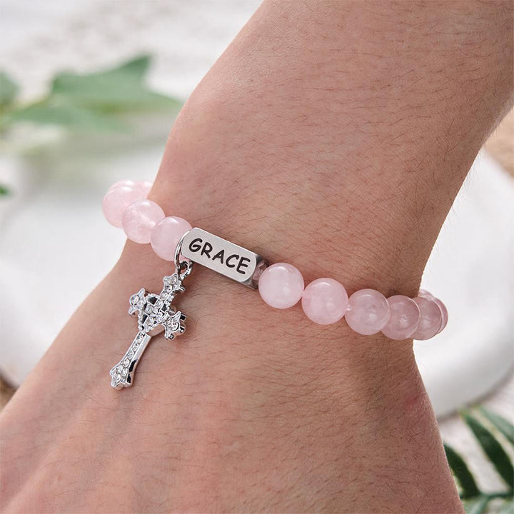 SolaceBeads Rose Quartz Bracelet: Grace‑Inspired Engraved Daily Faith Reminder - image 1