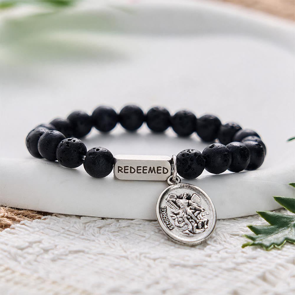 SolaceBeads Lava Stone Bracelet: Faith‑Centered REDEEMED Faith Reminder - LavaStone - image 0