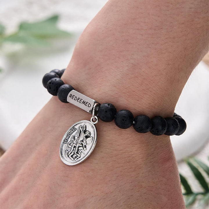SolaceBeads Lava Stone Bracelet: Faith‑Centered REDEEMED Faith Reminder - image 1