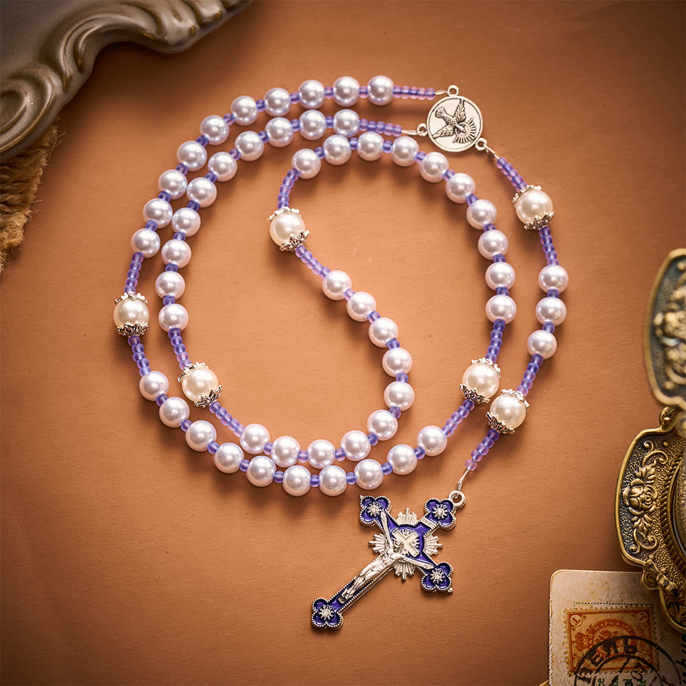 SolaceBeads Purple Pearl Artistic Rosary: Gentle Grace for Your Quiet Prayers - Pale purple - image 0