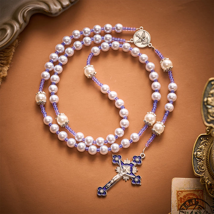 SolaceBeads Purple Pearl Artistic Rosary: Gentle Grace for Your Quiet Prayers - Pale purple - image 0