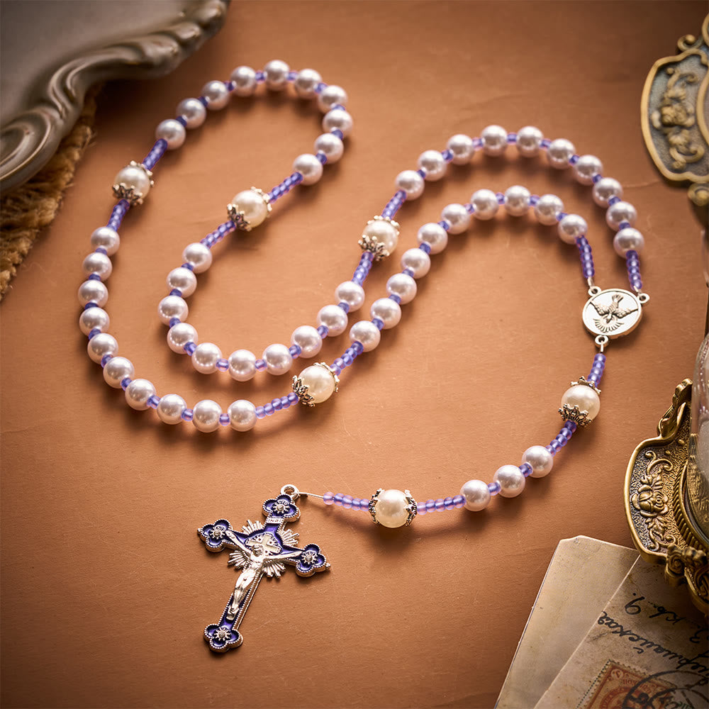 SolaceBeads Purple Pearl Artistic Rosary: Gentle Grace for Your Quiet Prayers - image 4