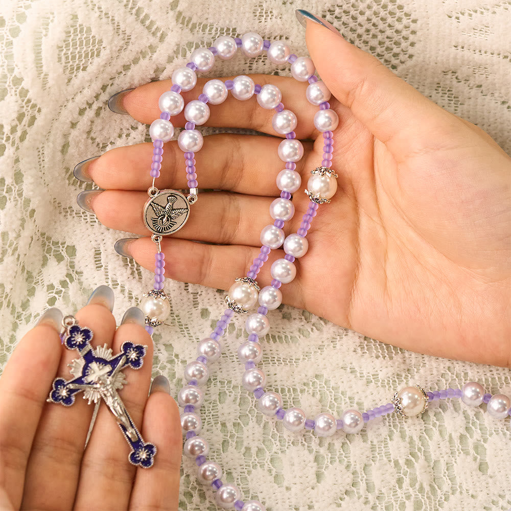 SolaceBeads Purple Pearl Artistic Rosary: Gentle Grace for Your Quiet Prayers - image 1