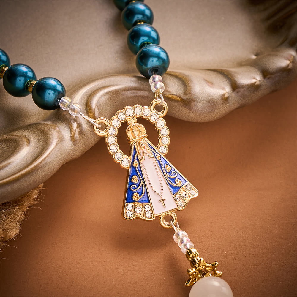SolaceBeads Peacock‑Blue Pearl Artistic Rosary: Tender Peace for Devout Moments - image 6