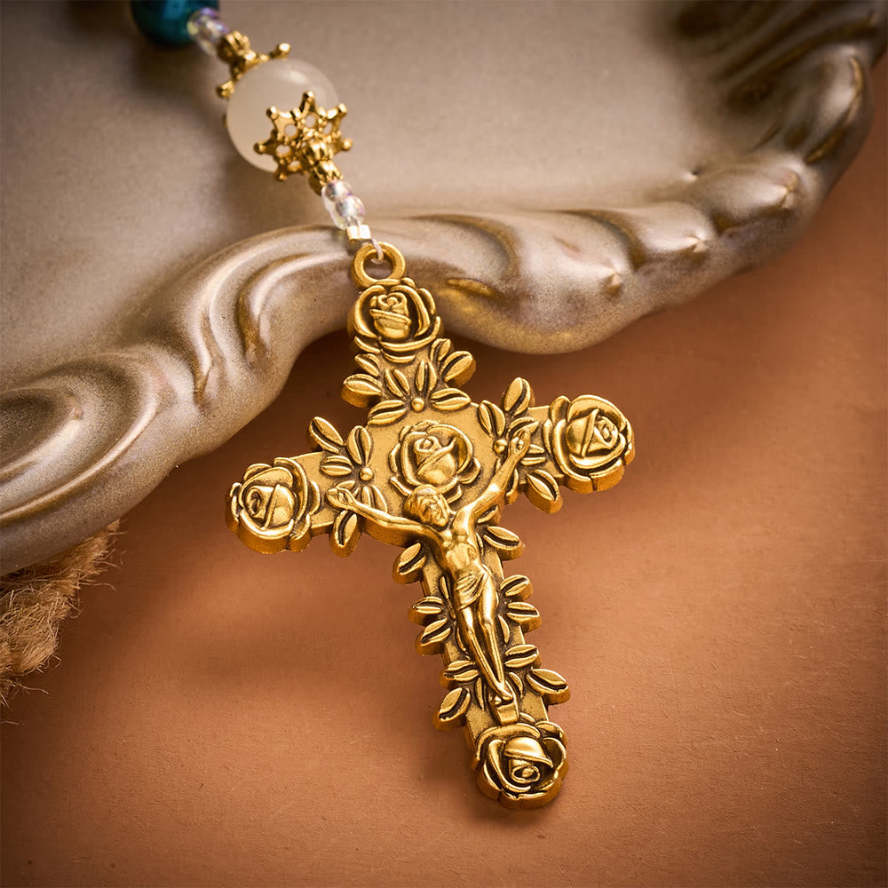 SolaceBeads Peacock‑Blue Pearl Artistic Rosary: Tender Peace for Devout Moments - image 7