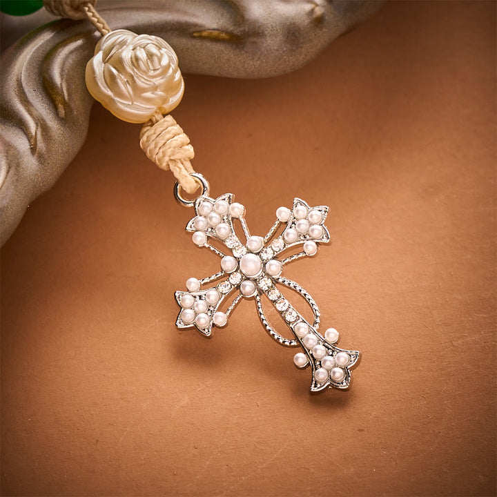 SolaceBeads Multicolor Glass Jade Artistic Rosary: Gentle Bliss for Your Daily Prayer - image 7