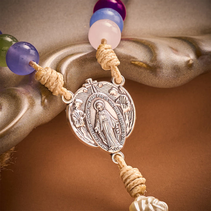 SolaceBeads Multicolor Glass Jade Artistic Rosary: Gentle Bliss for Your Daily Prayer - image 6