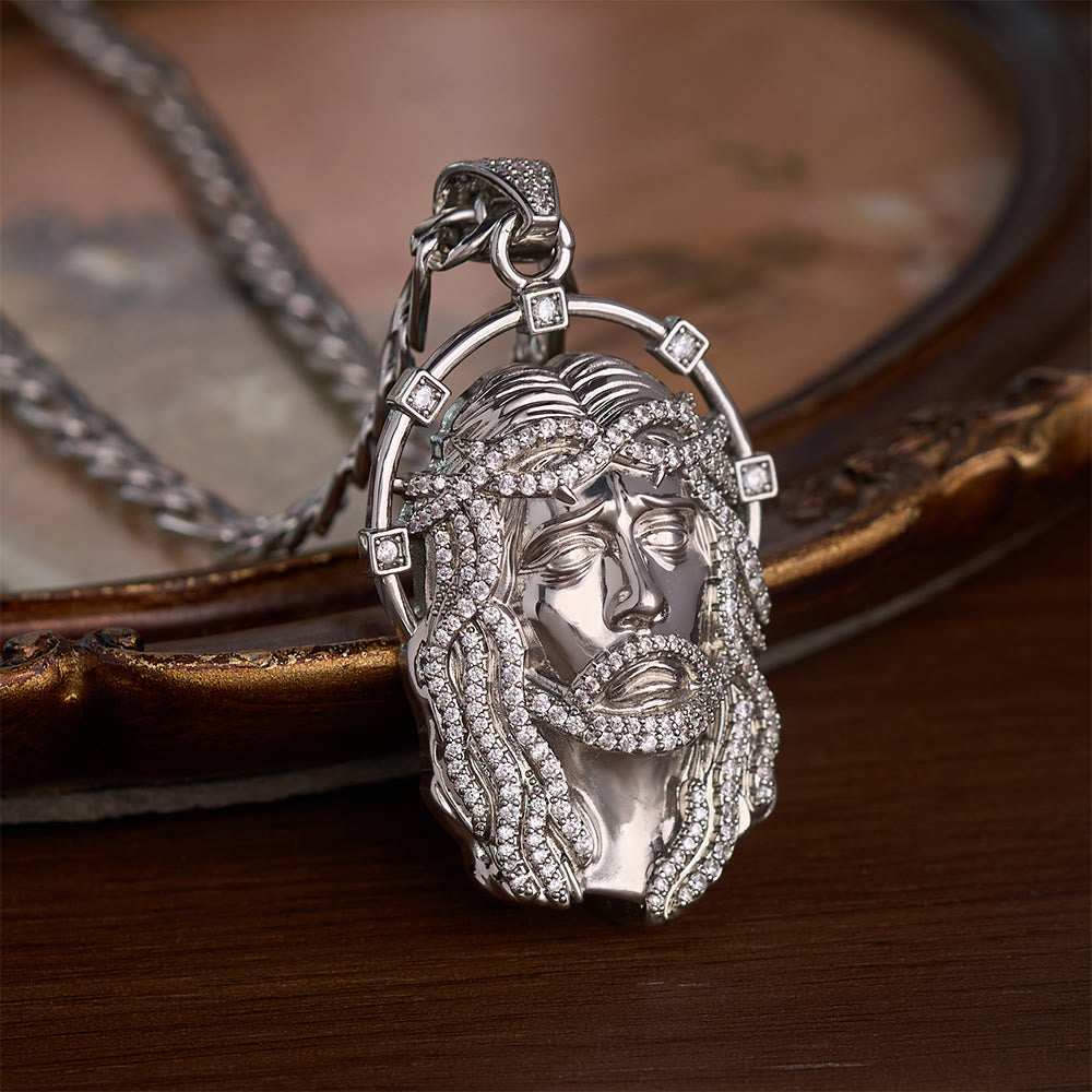 SolaceBeads CZ Jesus Face Pendant Necklace: Divine Light Within Your Heart - image 2
