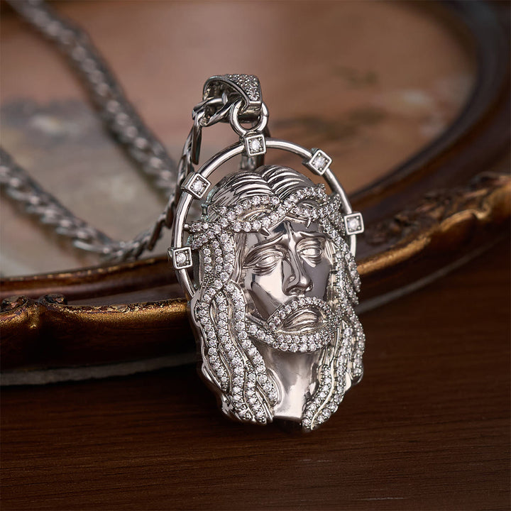 SolaceBeads CZ Jesus Face Pendant Necklace: Divine Light Within Your Heart - image 2