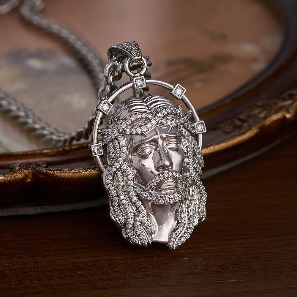 SolaceBeads CZ Jesus Face Pendant Necklace: Divine Light Within Your Heart - image 3