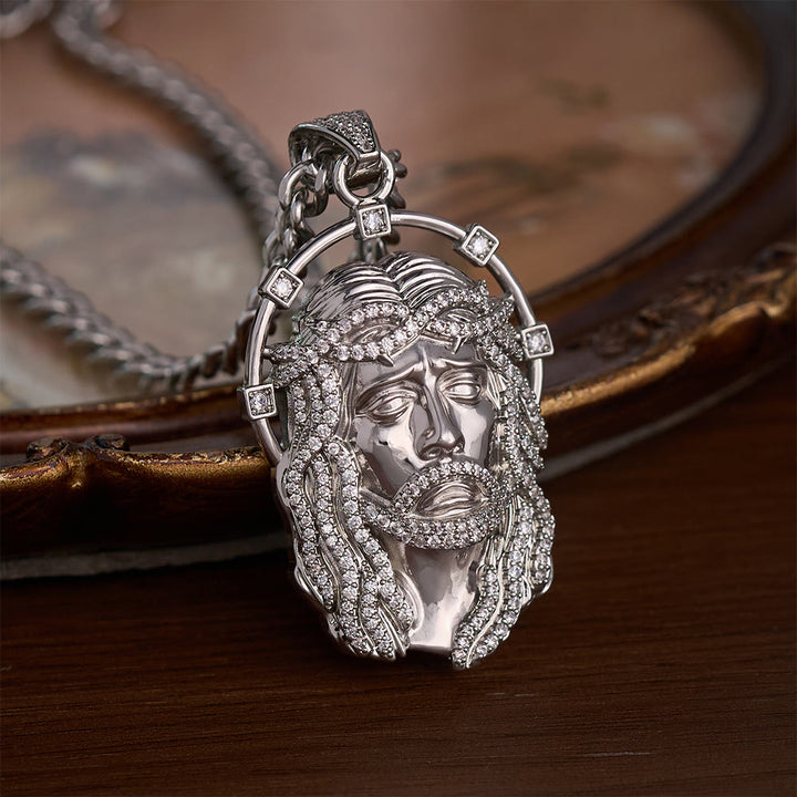 SolaceBeads CZ Jesus Face Pendant Necklace: Divine Light Within Your Heart - image 3