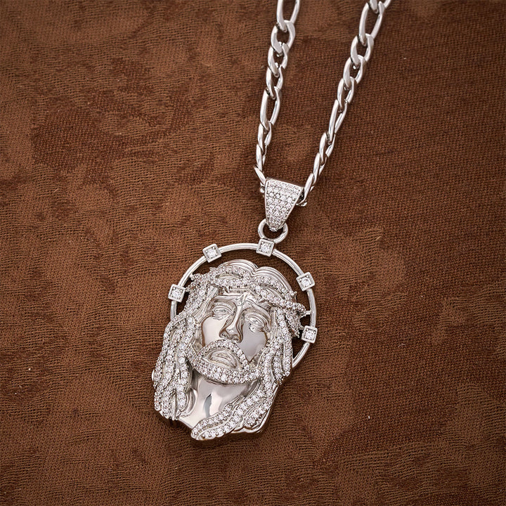 SolaceBeads CZ Jesus Face Pendant Necklace: Divine Light Within Your Heart - Silver NK Chain - image 8