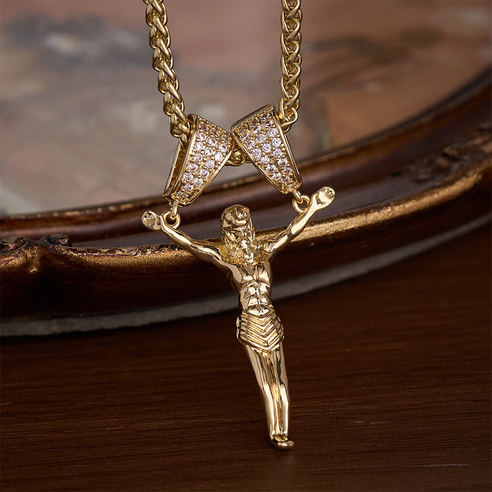 SolaceBeads Gold &amp; Silver Jesus Pendant Necklace: Divine Mercy in Every Moment - Gold - image 0