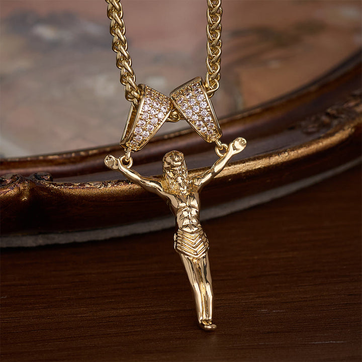 SolaceBeads Gold &amp; Silver Jesus Pendant Necklace: Divine Mercy in Every Moment - Gold - image 0