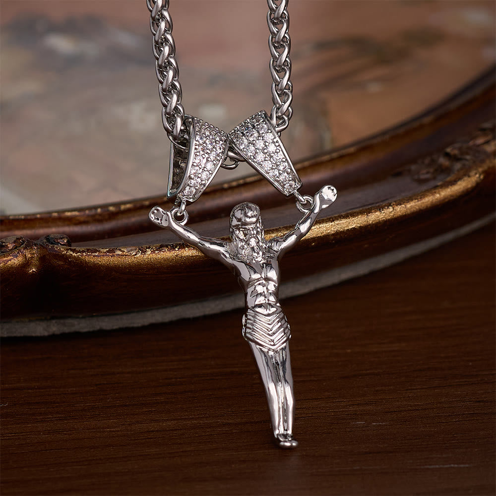 SolaceBeads Gold &amp; Silver Jesus Pendant Necklace: Divine Mercy in Every Moment - Silver - image 1