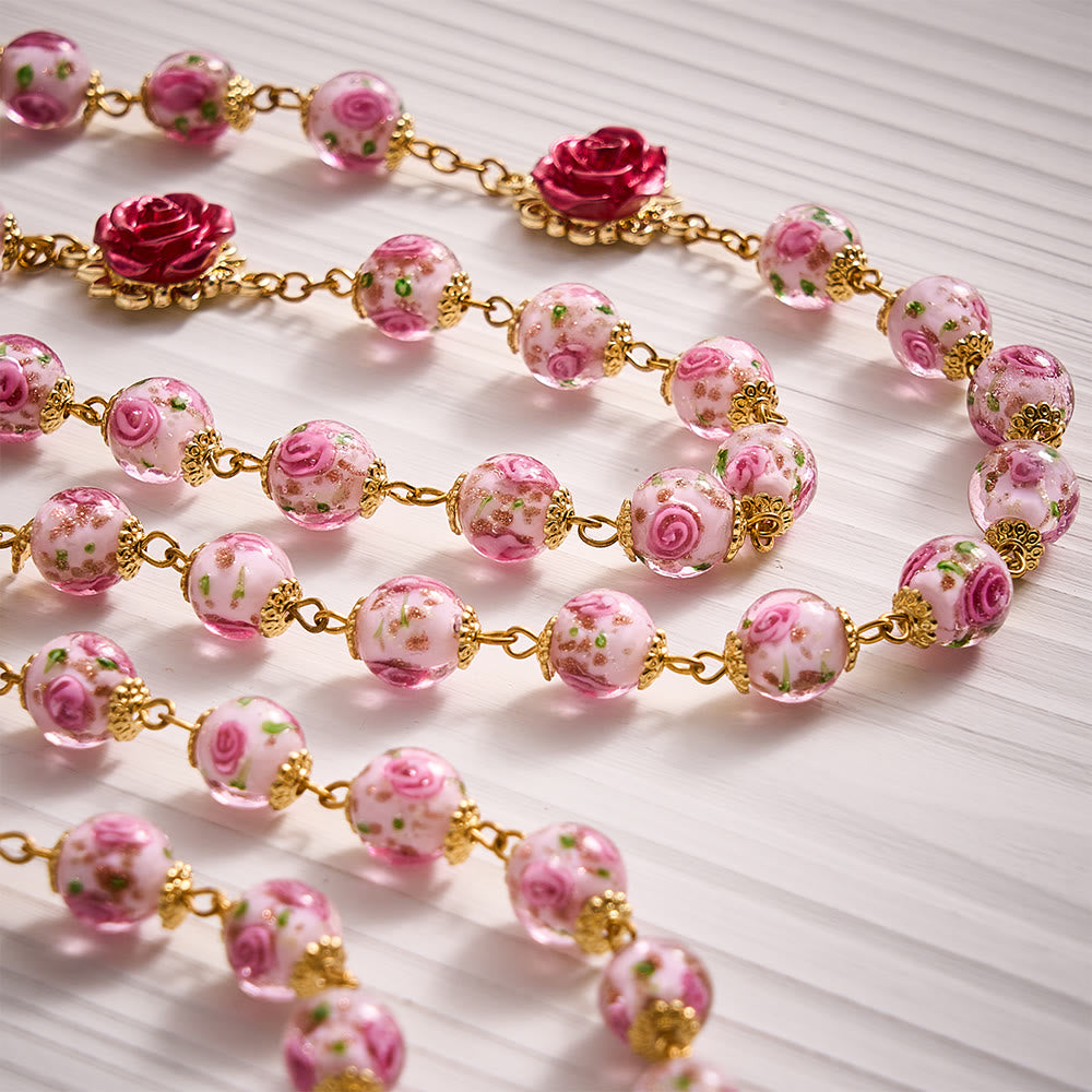 SolaceBeads Handmade Floral Glass Rosary : Lampworkbeads Beads with Rose, Crafted With Devout Spirit - image 6