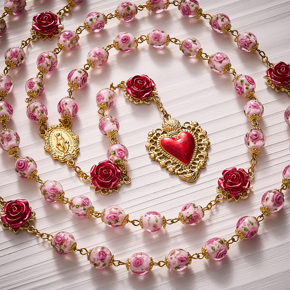 SolaceBeads Handmade Floral Glass Rosary : Lampworkbeads Beads with Rose, Crafted With Devout Spirit - image 8