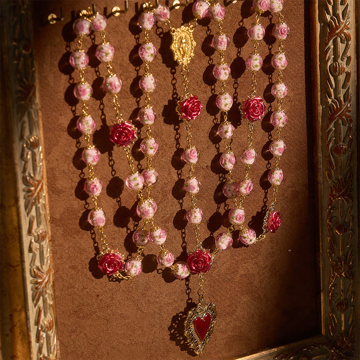 SolaceBeads Handmade Floral Glass Rosary : Lampworkbeads Beads with Rose, Crafted With Devout Spirit - image 3