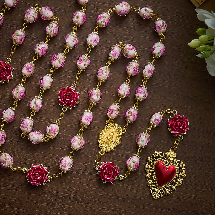 SolaceBeads Handmade Floral Glass Rosary : Lampworkbeads Beads with Rose, Crafted With Devout Spirit - image 15