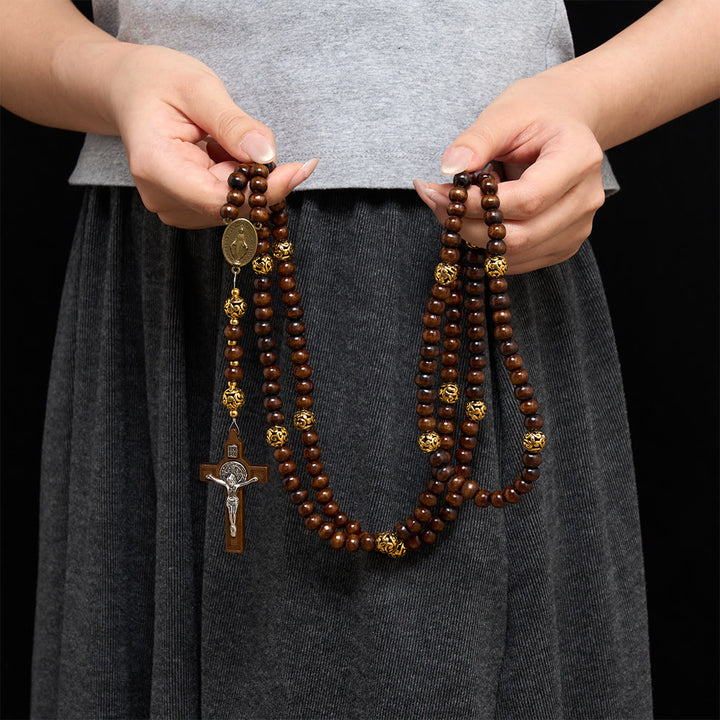 Solacebeads 15/20 Decade Maple Wood Rosary: Warm Devotion - Miraculous Medal &amp; Wooden Crucifix - image 3
