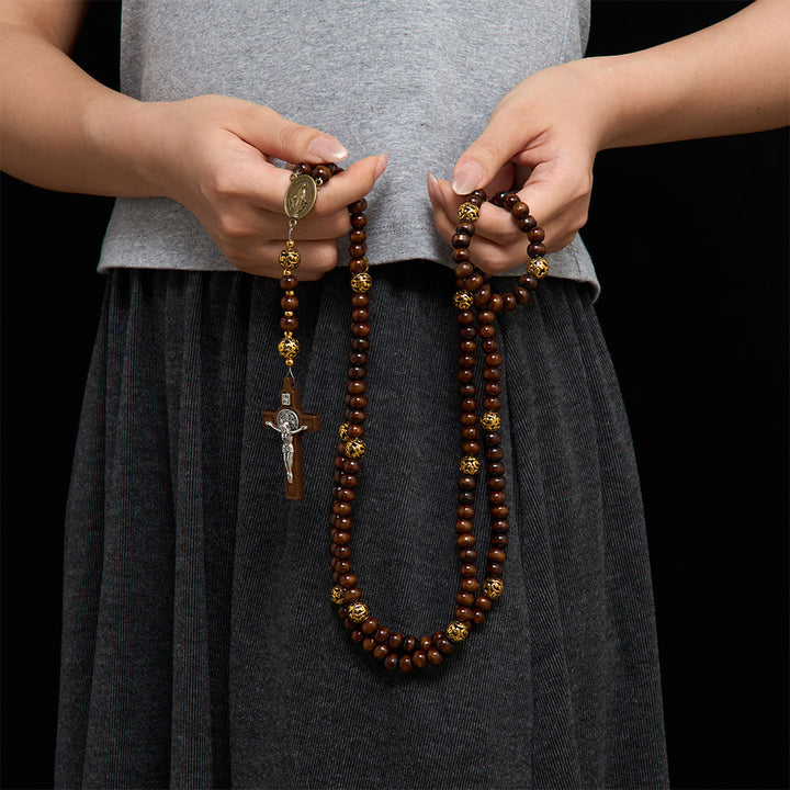Solacebeads 15/20 Decade Maple Wood Rosary: Warm Devotion - Miraculous Medal &amp; Wooden Crucifix - image 4