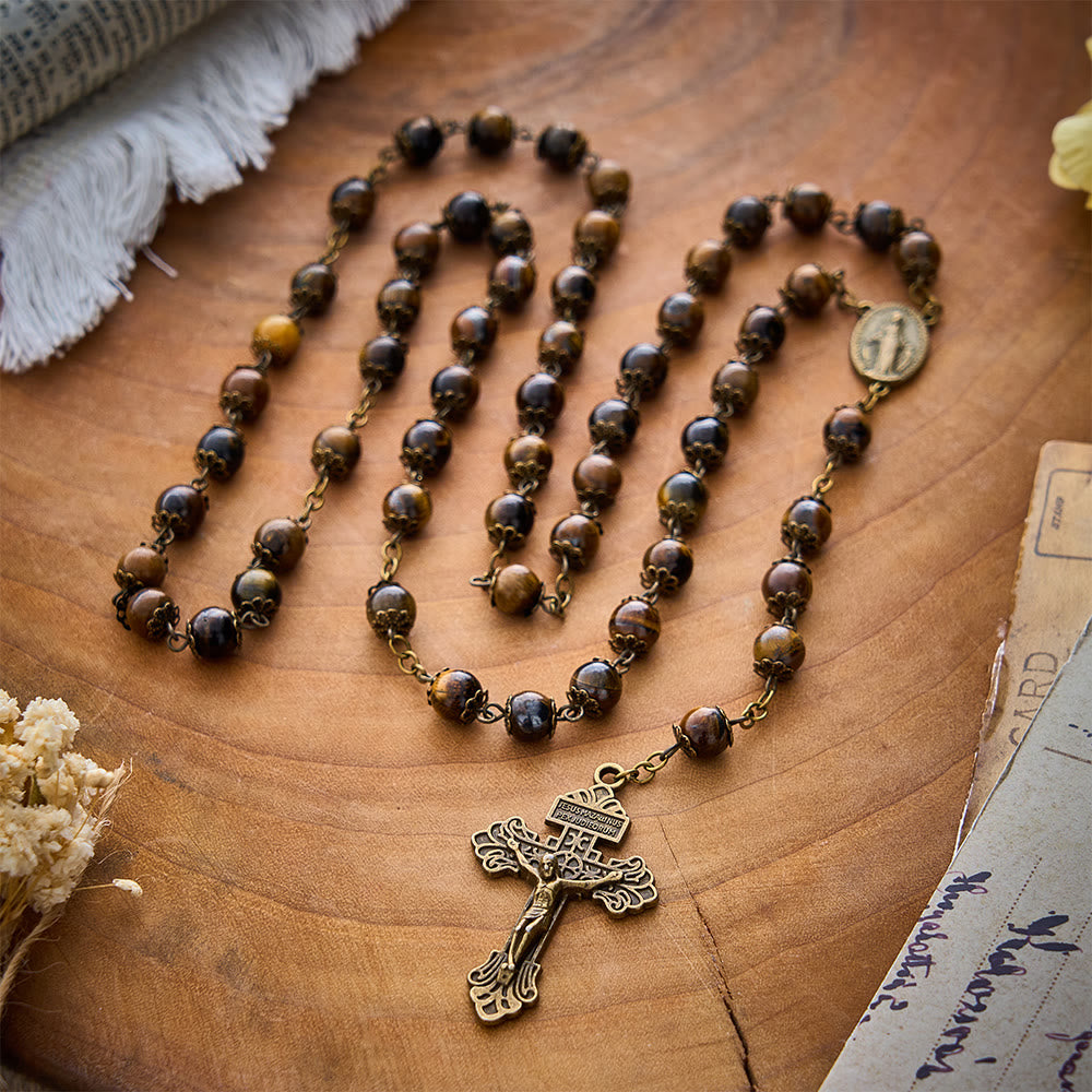 SolaceBeads Tiger Eye Stone Rosary With Miraculous Medal &amp; Crucifix: Warm Faith for Autumn - image 7