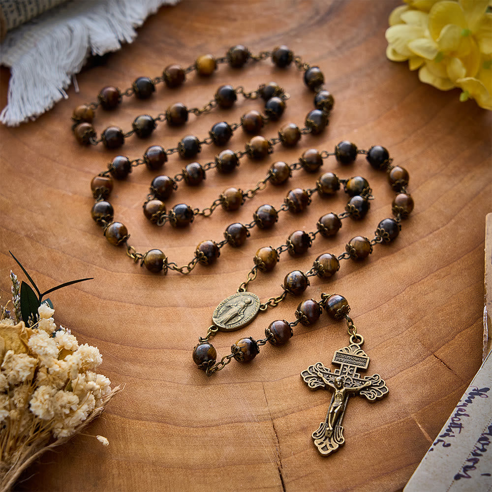SolaceBeads Tiger Eye Stone Rosary With Miraculous Medal &amp; Crucifix: Warm Faith for Autumn - image 8