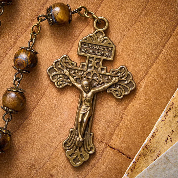 SolaceBeads Tiger Eye Stone Rosary With Miraculous Medal &amp; Crucifix: Warm Faith for Autumn - image 4