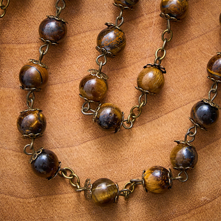 SolaceBeads Tiger Eye Stone Rosary With Miraculous Medal &amp; Crucifix: Warm Faith for Autumn - image 2